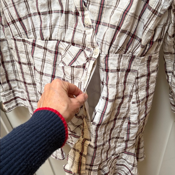 Veronica Beard Plaid Long Sleeve Dress - White, Red, Blue and Brown—Size L - Picture 7 of 9